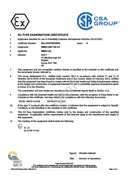ATEX/Ex Certification
